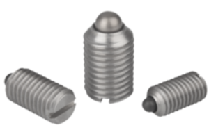 Spring plungers with slot and thrust pin, stainless steel