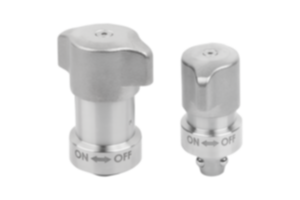 Ball lock pins, stainless steel, retractable, heavy-duty version with stainless steel twist knob Ball lock pins, stainless steel, retractable, heavy-duty version with stainless steel twist knob