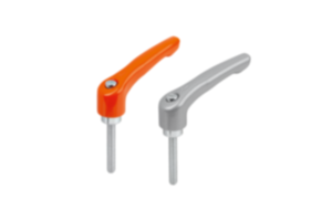 Clamping levers, die-cast zinc with external thread, threaded insert blue passivated steel