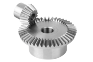 Bevel gears in steel, ratio 1:3 toothing milled, straight teeth, engagement angle 20°