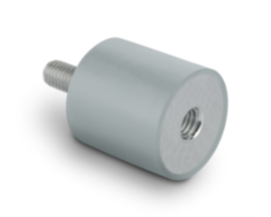 Rubber buffers stainless steel type B cylindrical with external thread and internal thread, grey